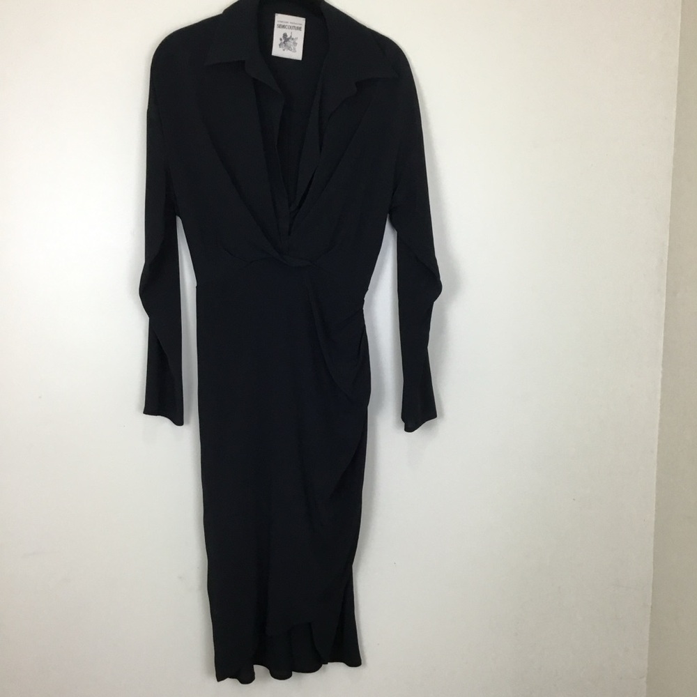Semicouture Collared Crossover Dress Silk Blend Eu 38 USA 6-8